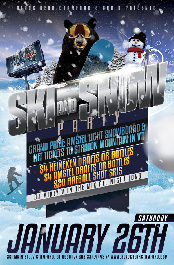 BBStamford's tweet photo. #Ski &amp; #Snow party #tomorrow night! Giving away an Amstel lt snowboard &amp; 2 Lift tix to Straton Mt in VT! Come #Rage! http://t.co/K5eiZOg5