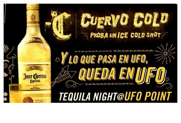 UFOPOINTOK's tweet photo. Hoy fiesta José Cuervo en ufo point. A pensar como se afronta el sábado. http://t.co/9e5Q71Gf