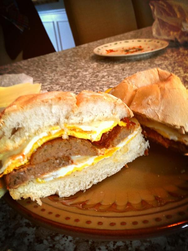 BrianDKaye's tweet photo. I don't always take pictures of my food, but when I do, it's gotta be a #meatballeggandcheese http://t.co/0zdyeeWP