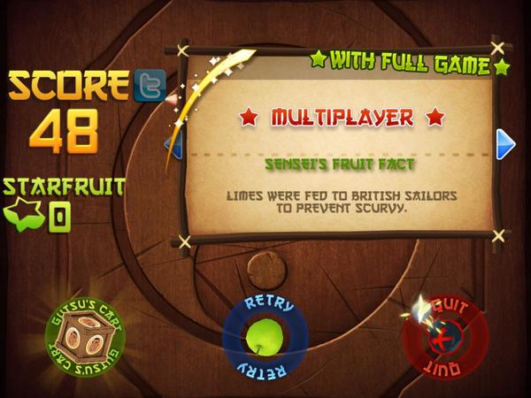 TMSC11's tweet image. I sliced 48 fruit in Fruit Ninja HD's Classic Mode, including 6 oranges! bit.ly/MGjtkN