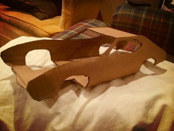 charlodicarlo's tweet image. cardboard car is coming along at a very slow pace. but it is coming along #formandstructure #arttimes #grantorino