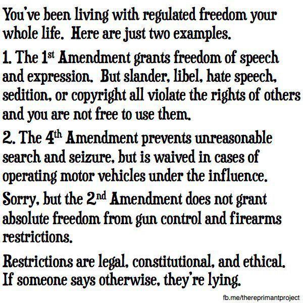 ThereseMary76's tweet image. The 2nd amendment does NOT grant absolute freedom from gun control &amp;amp; firearms restrictions. #NRA #WeNeedGunControl