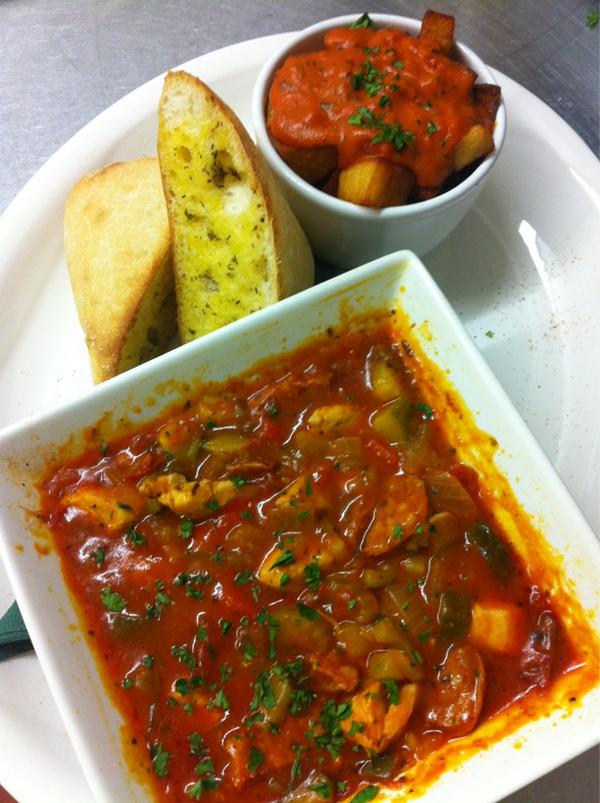 Chicken &amp; Chorizo Stew with Patatas Bravas &amp; Garlic Ciabatta :)