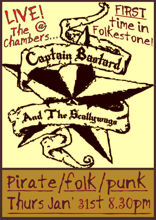 Live this Thurs 31st <a href="/TheChambersBar/">The Chambers</a> Capt' Bastard &amp; the Scallywags! Pirate Punk Folk. Pirate dress encouraged :-)