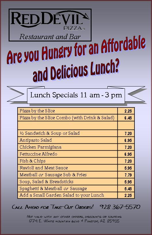 RedDevilPinetop's tweet image. Check out our awesome lunch specials!