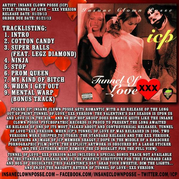 hatchetgear's tweet photo. Don't wait till tomorrow. Pucker up! ICP's re-release of the long out-of-print Tunnel of Love‹XXX Version up now! http://t.co/OtWQGiPm