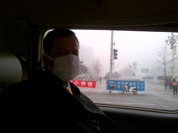 Jake brought masks as the air quality index is back at 500 - saturated with contaminants. We are off to see accounts.