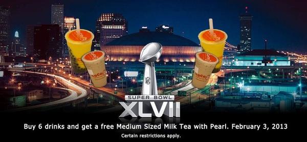 CoCoFreshTea's tweet photo. #SuperBowl is this Sunday! Check out the new #CoCoFreshTea promo, good at both West LA/Sawtelle & Arcadia locations. http://t.co/FCsxdoDY
