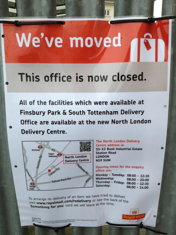 Stuartmeads's tweet photo. @RoyalMail If you are moving your office, perhaps you should stop posting cards with the old address printed on them? http://t.co/CHWstzeT