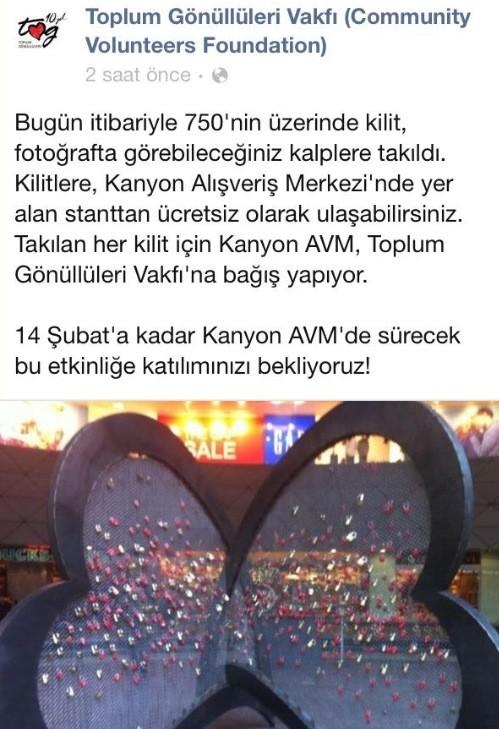 sirenertanist's tweet photo. Sevgili yardimseverler,14 Subat'a kadar yolunuz Kanyon'dan gecebilirse TOG icin bir kilit de siz takin lutfen..; http://t.co/oq0ctvfl