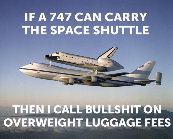 StickManTravels's tweet photo. Calling bullshit on overweight luggage fees http://t.co/HRfOQ3uM