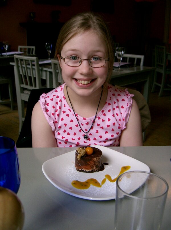 Hazeltron's tweet image. haven't changed a bit since 2004, still just as excited about posh puddings, still grinning the same #dawh