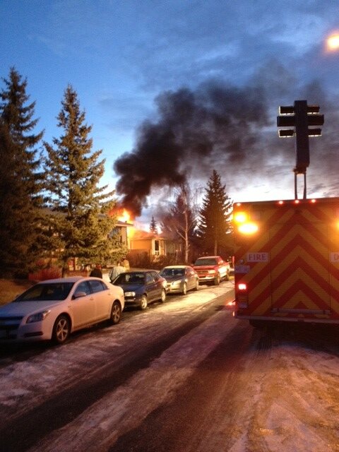 Scene of early morning fire in Falconridge. Crews battling fire ....and icy conditions  # #yyc