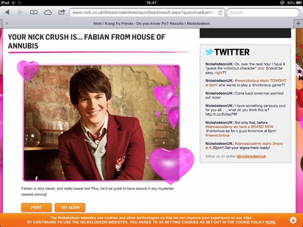 When I play a little game on Nick site!! :)  "♥