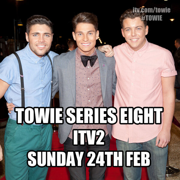 OnlyWayIsEssex's tweet photo. Guess what's back, back again? #TOWIE's back, tell a friend! Series 8 hits @itv2 on Sunday 24th Feb! http://t.co/uu1lcwhS