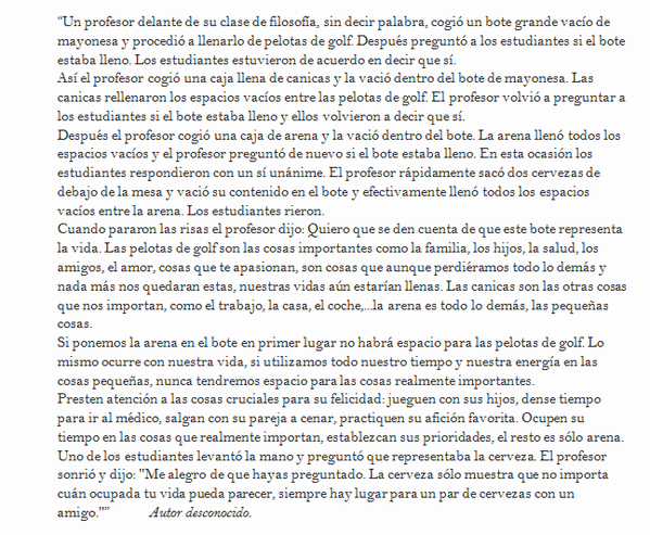 Un profesor delante de su clase de filosofía, sin decir palabra, cogió...