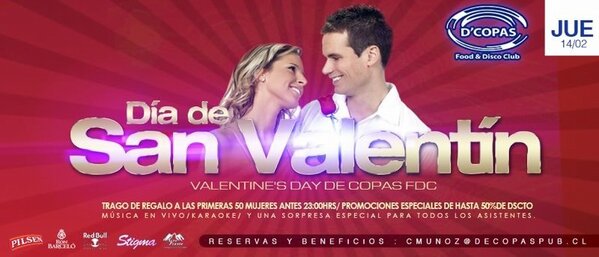 DeCopasPub's tweet photo. Este jueves 14 Febr, desde las 21:00 celebramos el día de san Valentín. Más info http://t.co/oJsXxeYt http://t.co/k5PFC27g