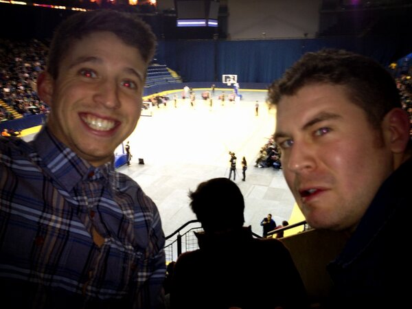 AdamCleator's tweet photo. @boothroydnews enjoying the basketball #feelthepassion #comeonNTU http://t.co/J4YYTmId