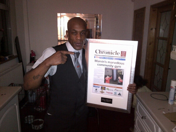 TeamGreaves's tweet photo. Team Greaves owner Marvin Greaves with Pride of Oldham Award http://t.co/CnjLysCZ