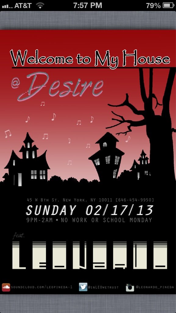 inLEOwetrust's tweet photo. Come and enjoy some #DeepHouse &amp; #Techno at Desire Lounge. Sunday 2/17/13. #Leonardo #NoWorkMonday http://t.co/qzUiD6Pb