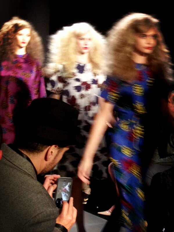 franburnslondon's tweet photo. Babes with big hair @Caradelevingne at Marc by Marc http://t.co/ApfNpQTo