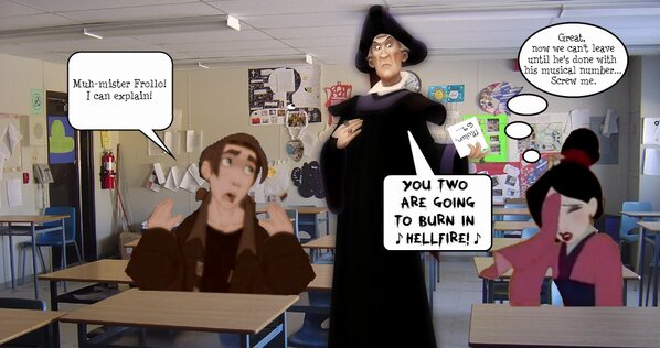 JimHawkins_'s tweet photo. Had to stay two miserable hours with Mr.Frollo!! http://t.co/6hQW1gBo