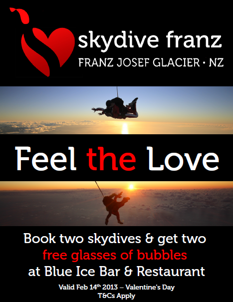 We're feeling the love at SDF so when you book 2 jumps, get 2 free glasses of bubbles courtesy of Blue Ice Bar!