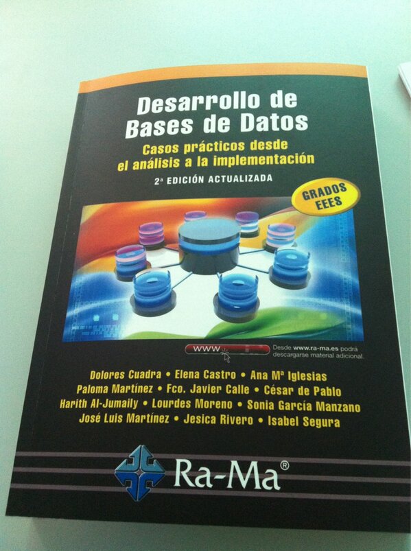 Grupo_HULAT's tweet image. Os presentamos nuestro nuevo libro &quot;Desarrollo de Bases de Datos.Casos prácticos ...&quot; (2ed actualizada) #basesdatos