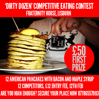 FraternityH's tweet photo. @lisburns98 2 last minute places now available pancake contest 5pm today Lisburn. £50 prize. RT? http://t.co/I4XdnoOP