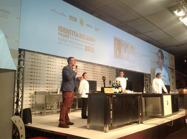 identitagolose's tweet photo. .@chefjocky @jonny5_fatduck @chef__lucy now on stage! #IG2013 http://t.co/kvcOSAgS