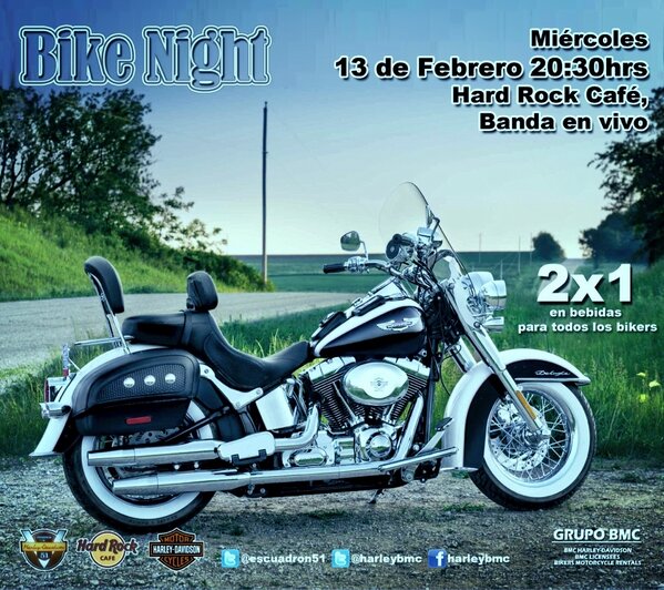 ESCUADRON51's tweet photo. MIERCOLES 13 #bikenight en un lugar hecho para nosotros @hardrockmexico y nuestra banda @losSimones que #rockeaduro http://t.co/ykx5O80k
