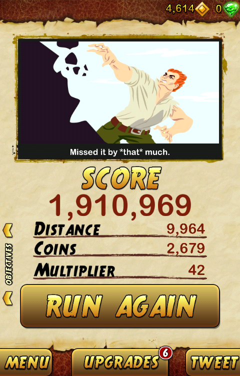 vjiza's tweet photo. I got 1910969 points while escaping from a Giant Demon Monkey. Beat that! http://t.co/wkCwvS5k http://t.co/rdvLPB6J