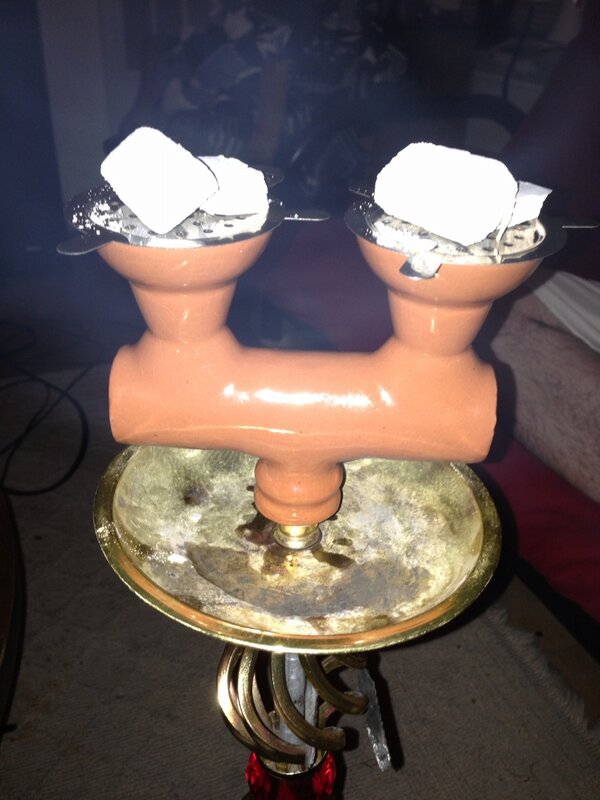 DJ_Ken_Sheldon's tweet image. New double headed hookah bowl! Smoking good tonight! #hookah #doublehead #smokelikeaboss