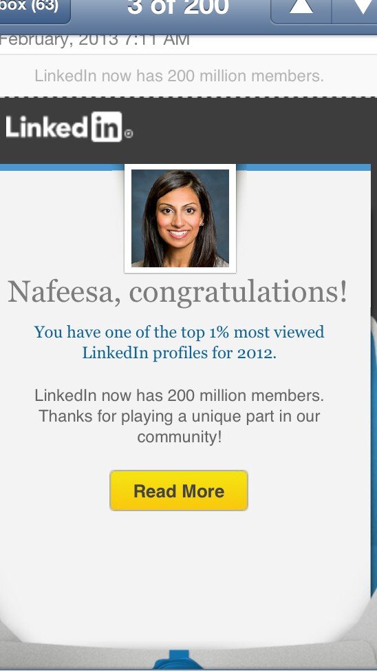 nafeesavh's tweet image. Look what was in my email in box... @linkedin #top1% #marketingstrategysuccess