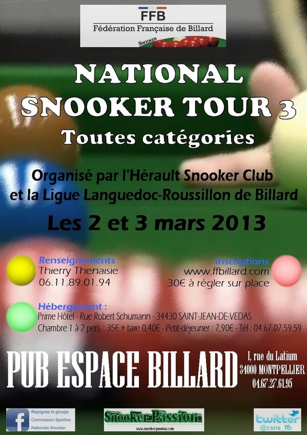 csns_ffb's tweet photo. Inscriptions au National #Snooker Tour 3 (#Montpellier - 2 et 3 mars) ouvertes sur http://t.co/YevtPnuW http://t.co/xewG1lH0