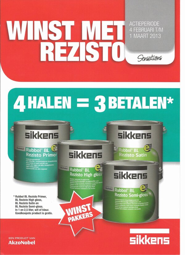 PostmaVerf's tweet image. @PostmaVerf 4=3 op SIKKENS BL REZISTO producten. geldig: 4 feb. t/m 1 mrt. 
#verf #sikkens #winterschilder #schilder