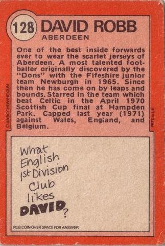 ScotsFootyCards's tweet image. #DavidRobb #Aberdeen (Back) 1972