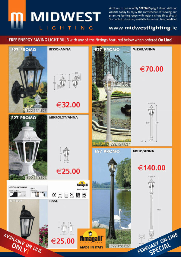 Check out our Febuary Half Price Offers midwestlighting.ie/Fumagalli/
