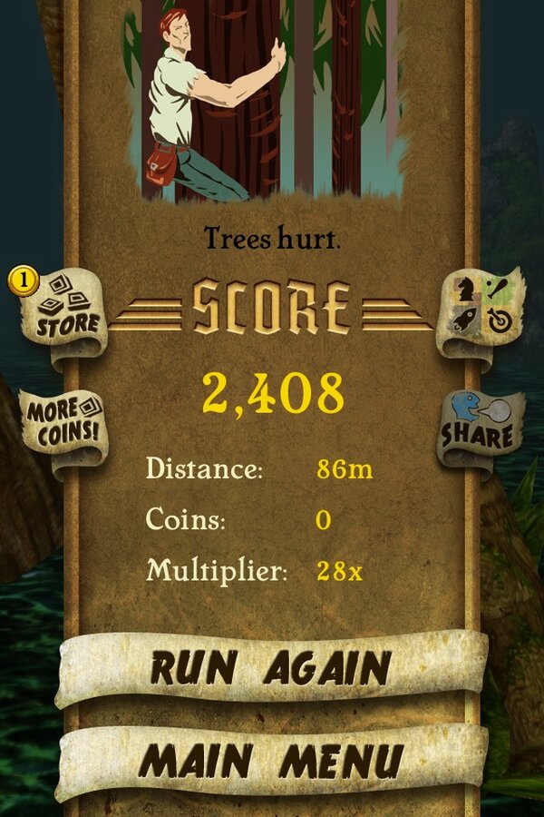 mayraarocho's tweet photo. I got 2,408 points while escaping from demon monkeys. Beat that! http://t.co/Cm0lutrS #TempleRunn http://t.co/eQMV0Di0