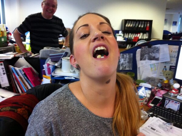 TutorMikeJL's tweet photo. Friday challenge how many out if date Jelly Beans can Grace fit in her mouth - 4 bag fulls so far #jellybeanchallenge http://t.co/xE0HBt6L