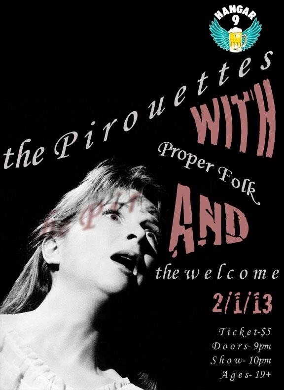 Pirouettes + @TheWelcomeMusic + <a href="/ProperFolk/">Proper Folk</a> 9PM tonight at <a href="/TheHangar9/">Hangar 9</a>. This is the real life. This is not fantasy.