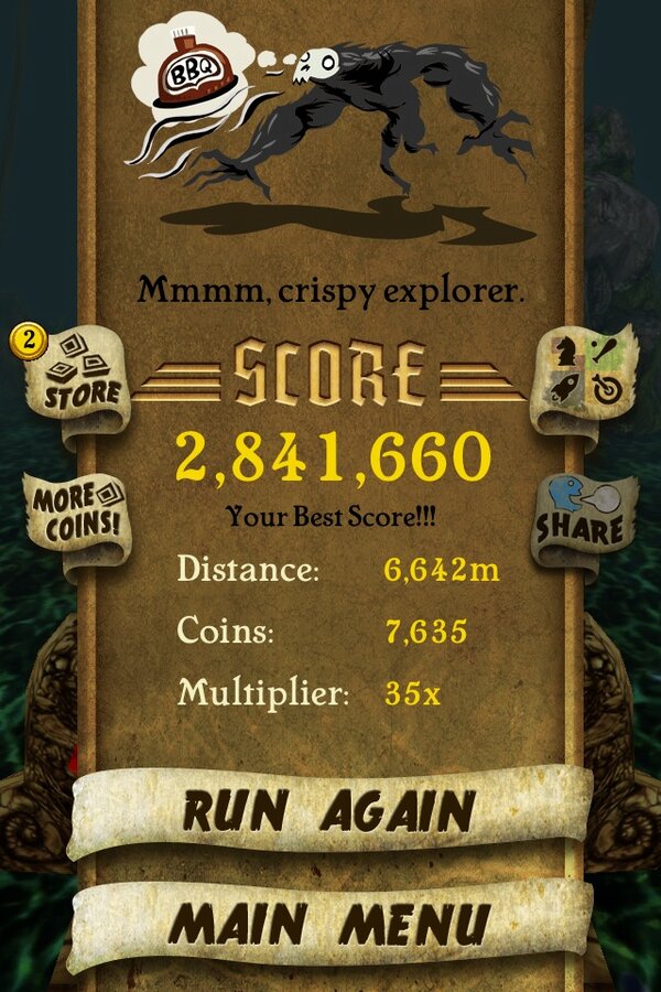fran_jets's tweet photo. I got 2,841,660 points while escaping from demon monkeys. Beat that! http://t.co/JaWLKw8L #TempleRun http://t.co/jOddYbJ1