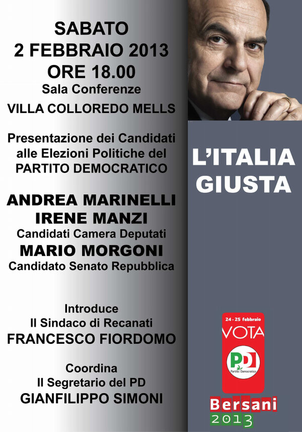 MarinelliAn's tweet photo. Oggi alle ore 18.00 incontro pubblico a Villa Colloredo Mells, Recanati #italiagiusta #pb2013 http://t.co/YbONrXqs