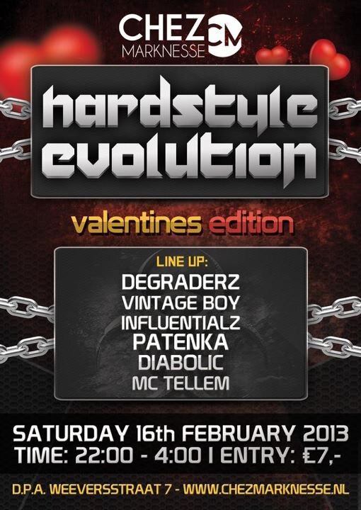 Degraderz's tweet photo. Saturday the 16th of February - Hardstyle Evolution @ Chez Marknesse! It's gonna be an awesome show! #bethere http://t.co/JL4EgwdQ