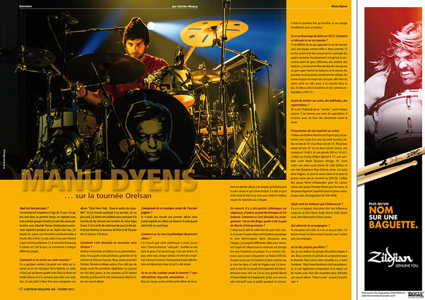 Orel_san's tweet photo. Manu Dyens, mon batteur, (et celui de @Disizfr) en interview dans Batteur Mag' http://t.co/eYZBp22G