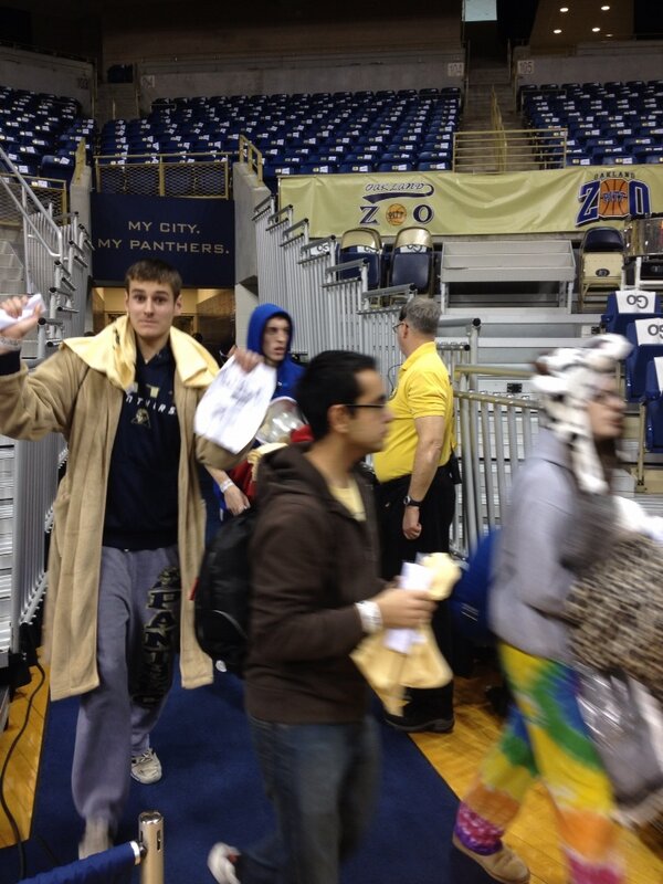 The Oakland Zoo slept out all night to upset Syracuse!  Best students in the Nation. Hail to Pitt