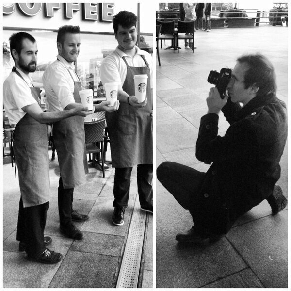 StarbucksCluj's tweet photo. A little sneek peek from today's photoshoot w/ @kunalex @chrisnemes http://t.co/3YTyKxv5