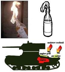 sdkfzbot's tweet image. モロトフカクテル　フィンランドが冬戦争でつかった火炎瓶につけた名前。対戦車兵器の乏しかったフィンランド軍にとってこの火炎瓶はソ連軍との対戦車戦で頻繁に使用され、ガソリンエンジン使用車が大半であった当時のソ連軍戦車を多数炎上させている。