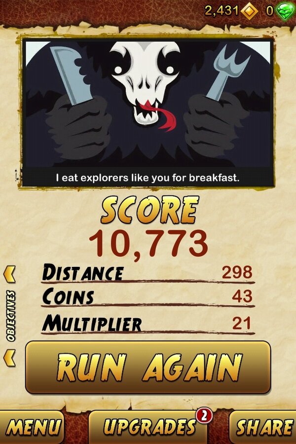 jasminicuchi's tweet photo. I got 10773 points while escaping from a Giant Demon Monkey. Beat that! http://t.co/NeALZBZB http://t.co/ldpll7JL