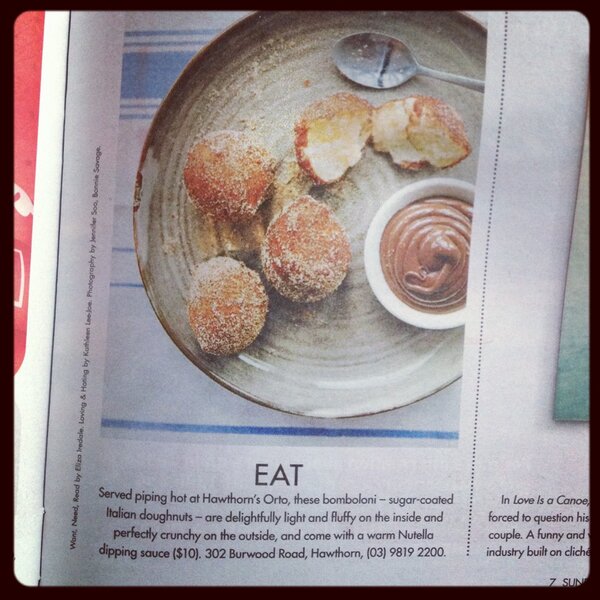 KateCoPR's tweet photo. Hawthorn's @OrtoKitchen featured in today's Sunday Life Mag in @theage  Indulge at Orto! 302 Burwood Rd Hawthorn #orto http://t.co/9ADTM4fJ